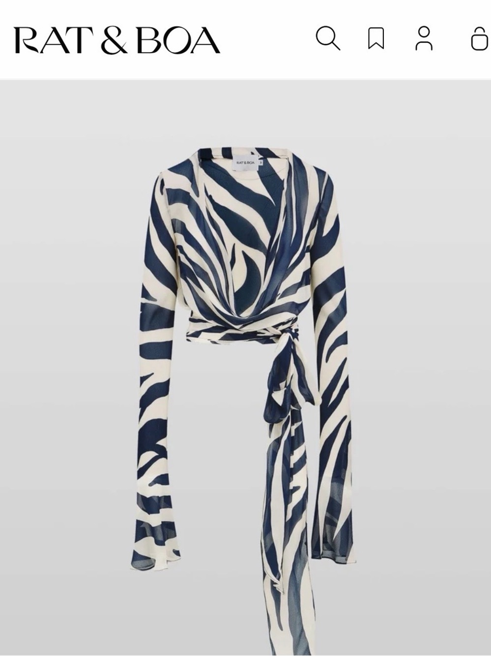 Rat & Boa LAZURE BLOUSE Navy and White Wrap Blouse